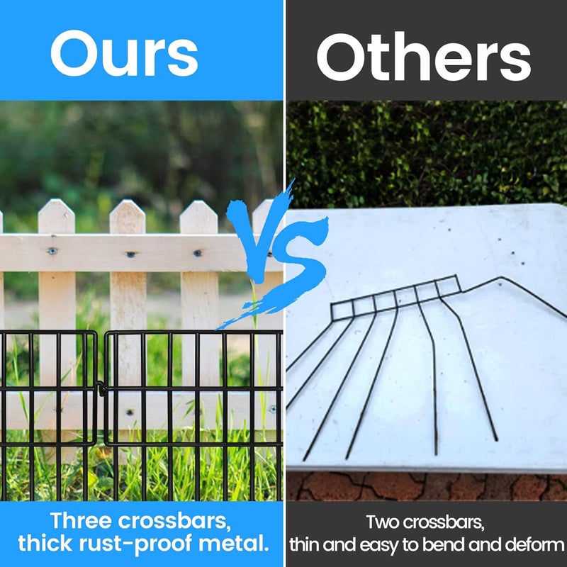 Getlay 22 Pack Animal Barrier Fences, 1.5" Gap No Digging Garden Fence Panels, Metals Black Deterrent Fence for Dogs Rabbits, Decorative Fence for Outdoor Landscape Patio Total 22 ft(L)×16 in(H) - Image 3